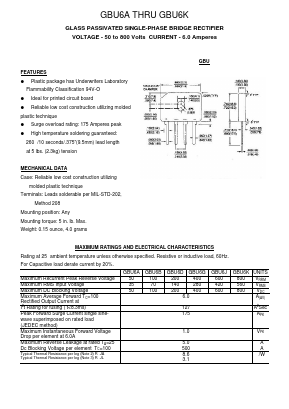 GBU6G Datasheet PDF Transys Electronics Limited