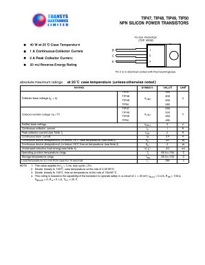 TIP47 Datasheet PDF Transys Electronics Limited