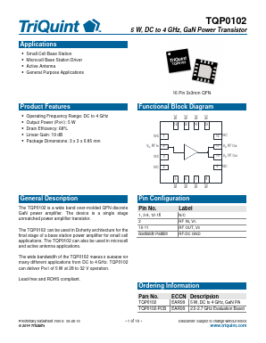 TQP0102-PCB Datasheet PDF TriQuint Semiconductor