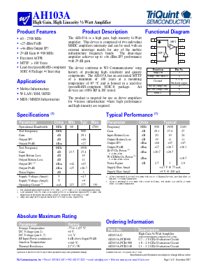 AH103A Datasheet PDF TriQuint Semiconductor