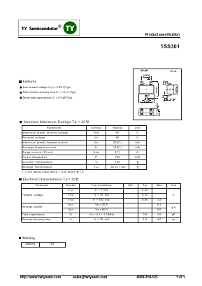 1SS301 Datasheet PDF TY Semiconductor