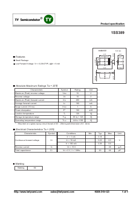1SS389 Datasheet PDF TY Semiconductor