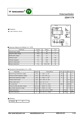2SA1179 Datasheet PDF TY Semiconductor