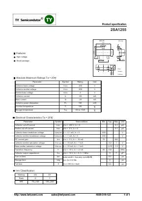 2SA1255 Datasheet PDF TY Semiconductor