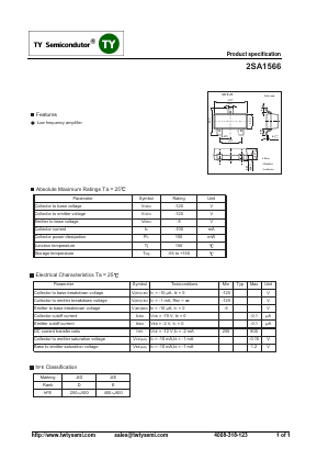 2SA1566 Datasheet PDF TY Semiconductor