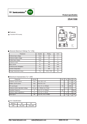 2SA1588 Datasheet PDF TY Semiconductor