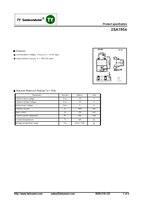 2SA1954 Datasheet PDF TY Semiconductor