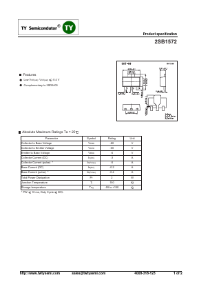 2SB1572 Datasheet PDF TY Semiconductor
