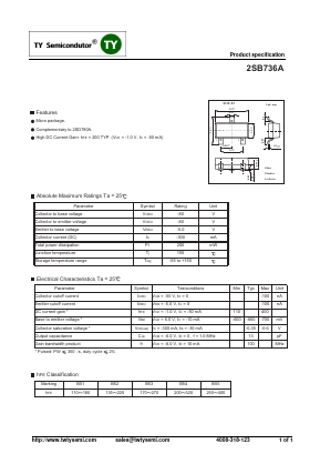 2SB736A Datasheet PDF TY Semiconductor