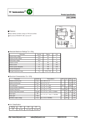 2SC2996 Datasheet PDF TY Semiconductor
