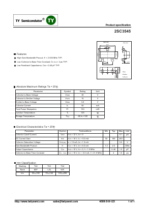 2SC3545 Datasheet PDF TY Semiconductor
