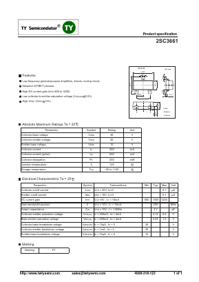 2SC3661 Datasheet PDF TY Semiconductor