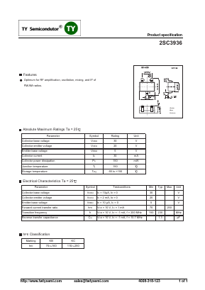 2SC3936 Datasheet PDF TY Semiconductor