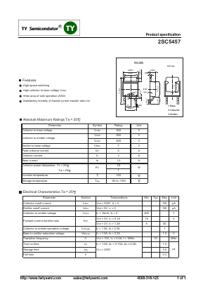 2SC5457 Datasheet PDF TY Semiconductor