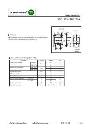 2SD1253A Datasheet PDF TY Semiconductor