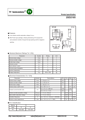 2SD2185 Datasheet PDF TY Semiconductor