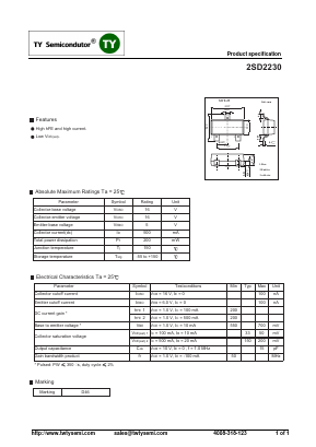 2SD2230 Datasheet PDF TY Semiconductor
