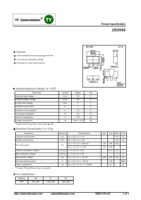 2SD999 Datasheet PDF TY Semiconductor