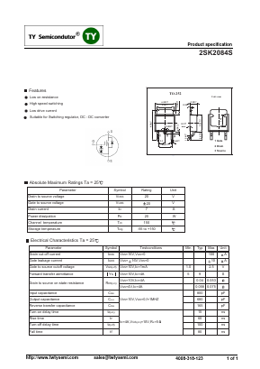 2SK2084S Datasheet PDF TY Semiconductor
