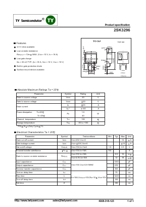 2SK3296 Datasheet PDF TY Semiconductor