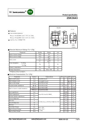 2SK3643 Datasheet PDF TY Semiconductor