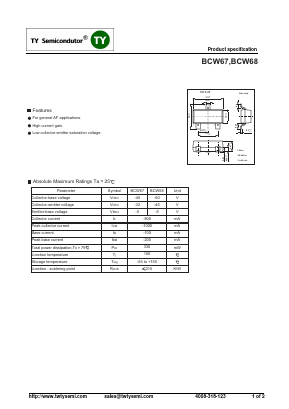 BCW67 Datasheet PDF TY Semiconductor