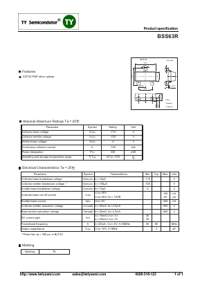 BSS63R Datasheet PDF TY Semiconductor