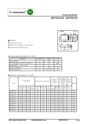 BZT52C30 Datasheet PDF TY Semiconductor