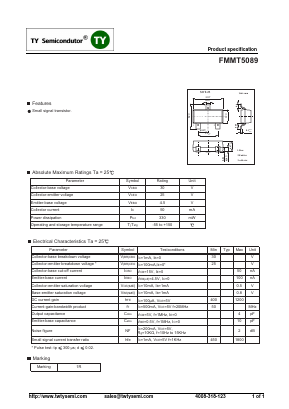 FMMT5089 Datasheet PDF TY Semiconductor