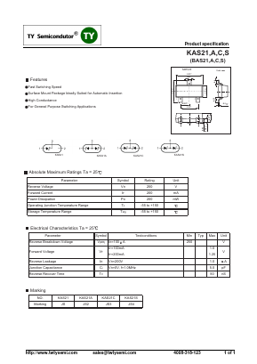 BAS21S Datasheet PDF TY Semiconductor
