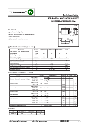 KBR0520LW Datasheet PDF TY Semiconductor