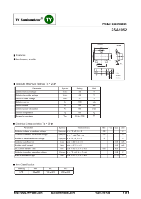 2SA1052 Datasheet PDF TY Semiconductor