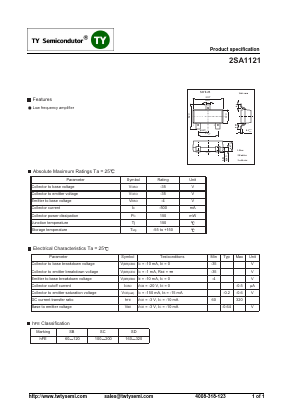 2SA1121 Datasheet PDF TY Semiconductor