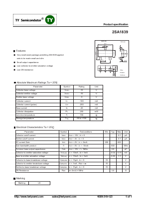 A1839 Datasheet PDF TY Semiconductor