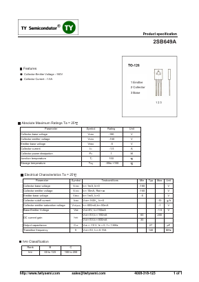 2SB649A Datasheet PDF TY Semiconductor