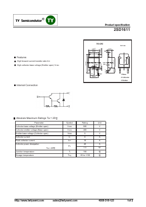 2SD1611 Datasheet PDF TY Semiconductor