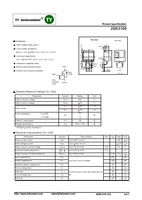 2SK3109 Datasheet PDF TY Semiconductor
