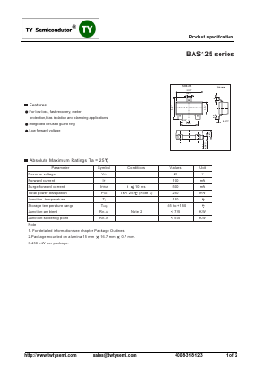 BAS125 Datasheet PDF TY Semiconductor