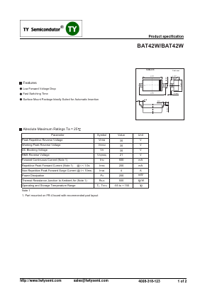 BAT42W Datasheet PDF TY Semiconductor