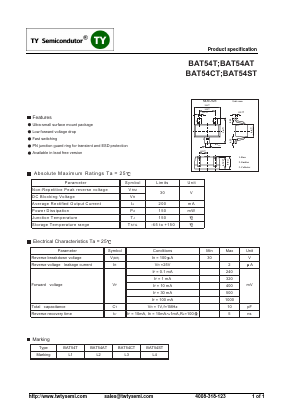 BAT54AT Datasheet PDF TY Semiconductor