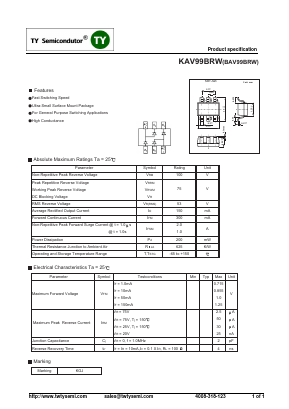 BAV99BRW Datasheet PDF TY Semiconductor