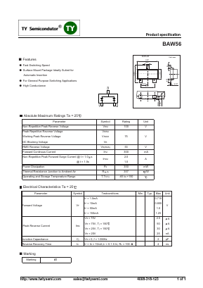 BAW56 Datasheet PDF TY Semiconductor