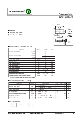 BF820 Datasheet PDF TY Semiconductor