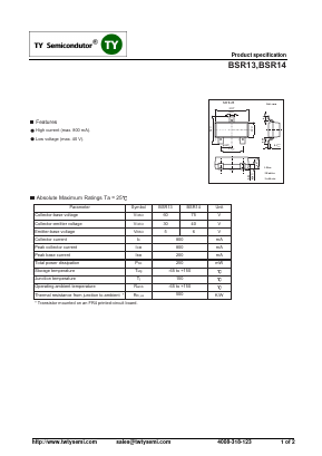 BSR14 Datasheet PDF TY Semiconductor