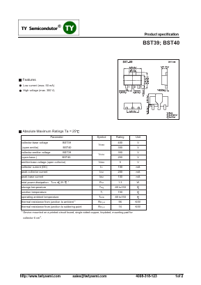 BST39 Datasheet PDF TY Semiconductor