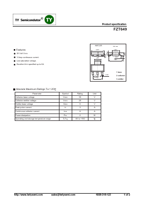 FZT649 Datasheet PDF TY Semiconductor