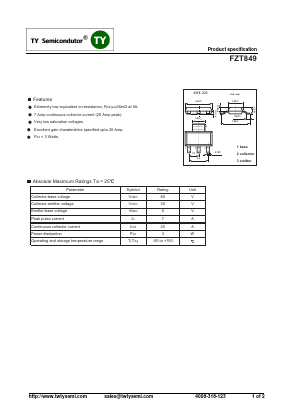 FZT849 Datasheet PDF TY Semiconductor