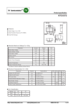 KTC4372 Datasheet PDF TY Semiconductor