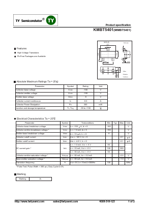 MMBT5401 Datasheet PDF TY Semiconductor