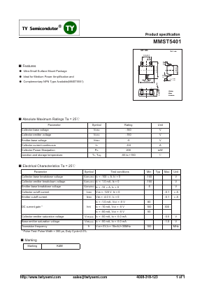 MMST5401 Datasheet PDF TY Semiconductor